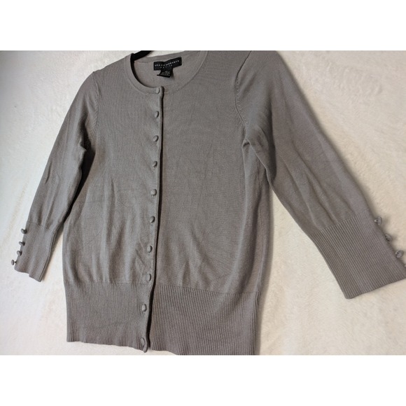 Grace Elements Petite Gray Button Front Cardigan Sweater PS‎ Rayon Nylon - Picture 2 of 9